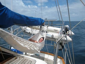 Woman is taking rest on SeaBird boat