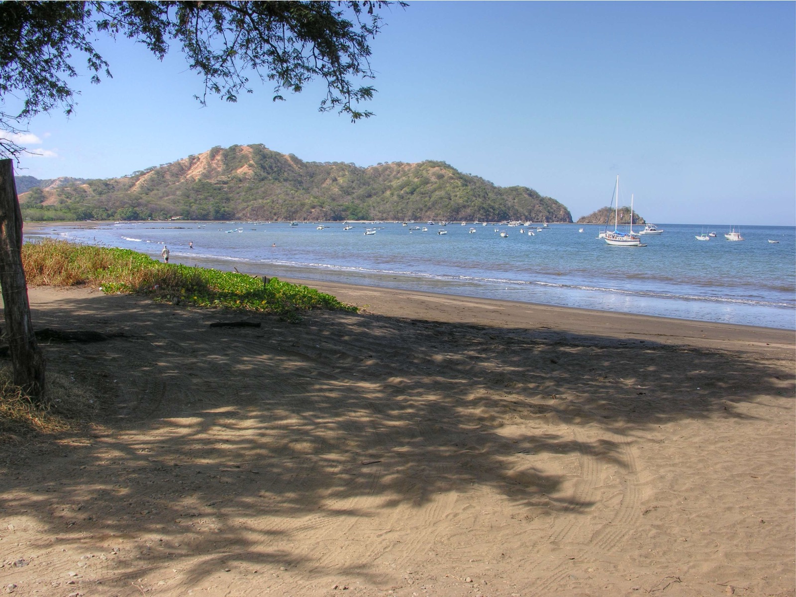 Sailboats anchored off Playas del Coco in the Gulf of Papagayo