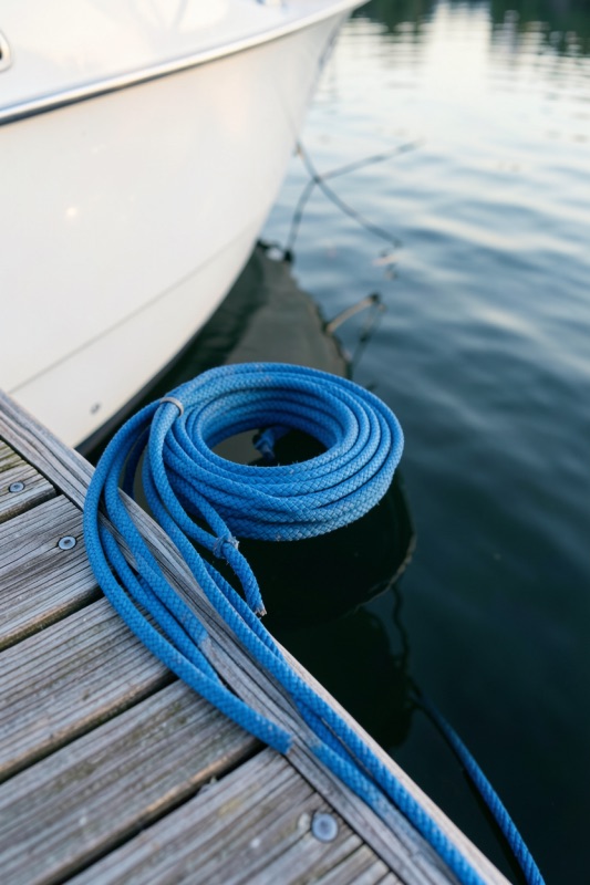 Coiled dock line in Playa Flamingo