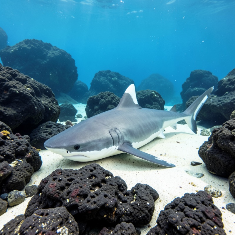 Resting whitetip reef shark in Cocos Island
