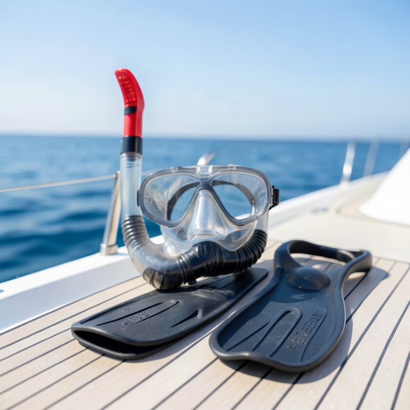 Snorkel mask and fins in Herradura