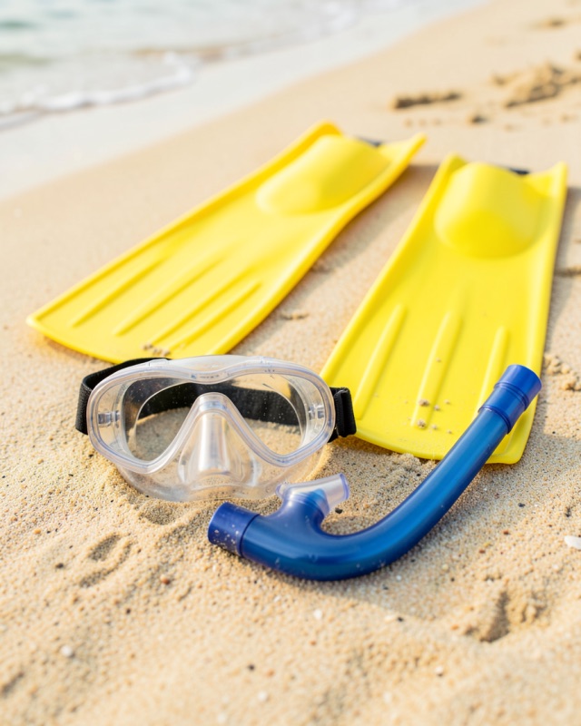 Snorkel mask and fins in Costa Rica